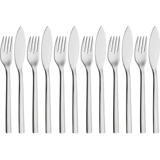 WMF Nuova Fischbesteck Set 12 Teilig, Fischset Für 6 Personen, Fischgabel, Fisch