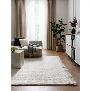 benuta Wollteppich Velma, rechteckig, Höhe: 11 mm, Kunstfaser, Berber, Ethno-Style, Wohnzimmer weiß 200 cm x 300 cm x 11 mm