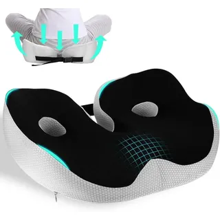Orthopädisches Sitzkissen, Memory Foam Steißbeinkissen, Ergonomisches Sitzkissen, Steißbein Sitzkissen zur Linderung von Hüft- und Steißbeinsc... - Schwarz/Weiß