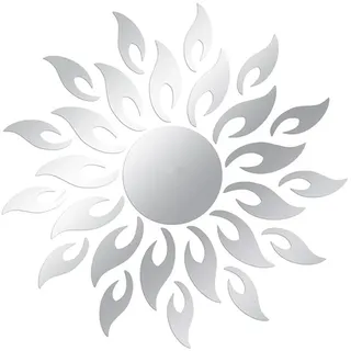 Uteruik Spiegel-Wandaufkleber, Acryl, Sonne, selbstklebend, Wandbilder für Zuhause, Wohnzimmer, Schlafzimmer, Dekoration (Silberfarben)