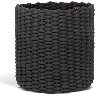 Bigso runder Aufbewahrungskorb aus weichem Stoff, geflochtener Storage Basket, super soft Oberfläche, großer Ordnungshelfer für Wohnzimmer, Schlafzimmer & Kinderzimmer, Größe XL, Grau