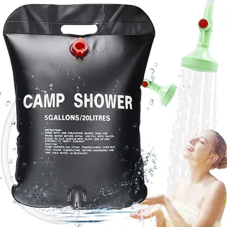ECtury 20L Campingdusche, Mobile Camping Dusche, Solardusche Camping Set, Outdoor Tragbare Solar-Wassersack für Garten, Reisedusche mit Duschkopf Schlauch Tasche
