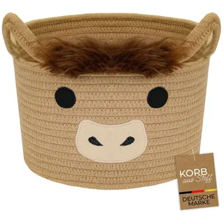 HMF Aufbewahrungskorb runder Korb für Kinderzimmer aus Baumwolle 30 x 30 x 24 cm Braun