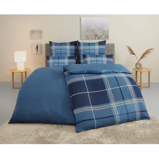 TOM TAILOR HOME Wendebettwäsche Eric in Gr. 135x200 oder 155x220 cm, Renforcé, 3 teilig, mit Reißverschluss, mit GRATIS-Zugabe: Sportbeutel aus 100% Baumwolle blau