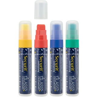 Securit® Kreidestifte "Wasserfest" 7-15mm, Rot, Blau, Grün und Gelb, 4er Set 15,5x2,7x2,7cm | 0,4kg