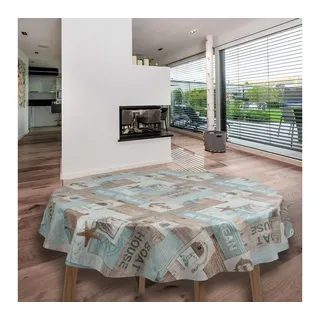 Laro Wachstuchtischdecke Rund 140 cm Meer Strand