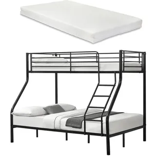 neu.haus Etagenbett Sortland 140 x 200 cm Metall schwarz