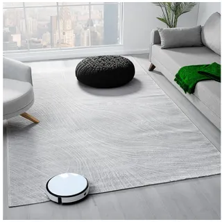 Vimoda Teppich Wohnzimmer Teppich Schlafzimmer, Flur, küche Kurzflor Boho Design Unifarbe Hoch-Tief-Effekt Modern 3D Weich,Maße:80x150 cm;Farbe:L.Grey