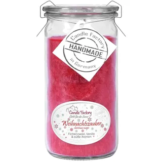 Candle Factory Mini Jumbo Duftkerze aus pflanzlichem Stearin im hitzebeständigen Glas der Marke Weck®, ca. 70h Brennzeit, Duft: Weihnachtszauber