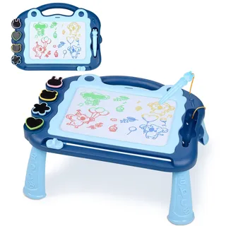 Sarsumir Magnetische Maltafel Zaubertafeln für Kinder, Zaubertafel Maltafel Magnettafel Reisegröße, Bunt Zeichenbrett für 3 4 5 Jahre alt mit 1 Magnetstift und 4 Stempel, Blau