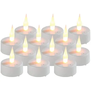 Lunartec LED Teelichter flackernd: 12er-Set LED-Teelichter mit Luftzugsensor und beweglicher Flamme (Batterie, Ledteelichter, Mini)