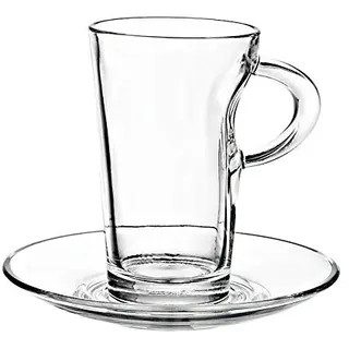 CRISTALICA Glastasse Summer mit Untertasse 2tlg. Kaffe Teeservice Kaffeetisch
