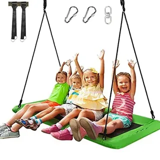 GOPLUS Nestschaukel Outdoor, Kinderschaukel mit Verstellbarer Höhe von 100 bis 180cm bis 300kg belastbar, Baumschaukel Hängeschaukel, Gartenschaukel für Kinder Erwachsene (Grün)