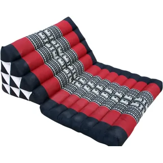 GURU SHOP Thaikissen, Dreieckskissen, Kapok, Tagesbett, Elefant schwarz/rot | Traditionelles Design, Kapokfüllung, einladend zum Entspannen, klappbar, ideal für Meditation und Relaxen.