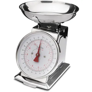 WEIS mechanische Küchenwaage bis 5 kg im Retro-Design mit Edelstahl-Schüssel