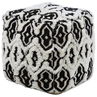 Beliani Pouf Wolle 45 x 45 x 45 cm Schwarz/Weiß