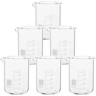 LuxusKollektion Messbecher 6er Set 50ml Chemie Glas Messbecher Labor Laborbedarf 6.2X4.9X4.4CM beige