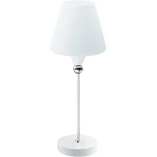 EGLO LED Tischlampe York, Nachttischlampe, Tischleuchte, Stahl in weiß, chrom, Glas in weiß E14 Fassung