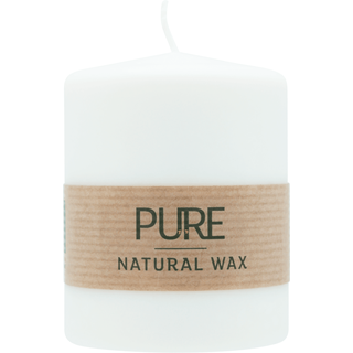 100% PURE, NATURAL WAX, Stumpenkerze, Natural, WENZEL, 90/70 mm, Brenndauer ca. 38h, 100% plastikfrei