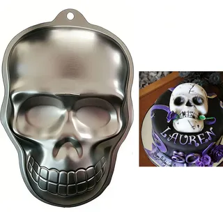 Vastsea Aluminium Backform, Halloween Totenkopf Kuchenform, 3D Schädel Backform Halloween,für Partys, DIY-Kuchen