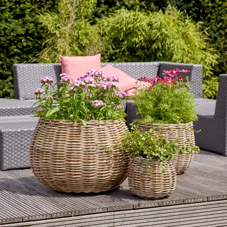 Korb Rattan D26H24cm grau