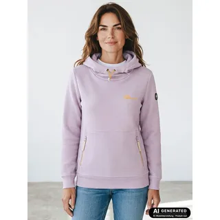 Coastguard Kapuzenpullover Damen Sweathoody 80939 mit Waffel-Struktur - Kapuzenpullover Hoody Kapuze mit hohem Kragen & Kordelzug, Seitentaschen mit Reißverschluss lila M