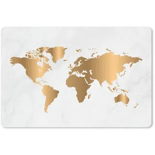 MuchoWow Mauspad Weltkarte - Gold - Marmoroptik - Luxus - Design (1-St), Mousepad XXL für Tastatur und Maus, Gaming Setup, Desk Mat, 120x80 cm bunt 120 cm x 80 cm