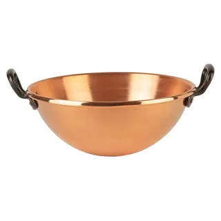 Cuisine Romefort | Schlagschüssel aus Kupfer Ø 26 cm | Rührschüssel mit zwei Gusseisengriffen, ideal um Eiweiß steif zu schlagen - Kupfer
