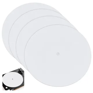 4 Stück Filz-Plattentellerauflage – 30 cm Slipmat für Plattenspieler - Weiß
