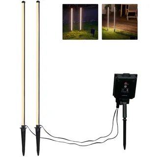 NORTHPOINT Wegeleuchte Solar LED 2er Set wasserdicht 1200mAh warmweiß