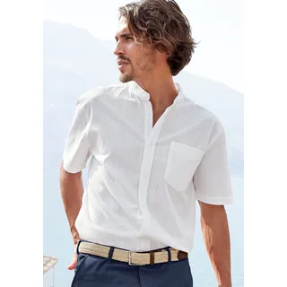 H.I.S. Kurzarmhemd H.I.S, Herren, Gr. XXL (45/46), N-Gr, weiß, Web, Obermaterial: 100% Baumwolle, unifarben, casual, regular fit, Rundhals, Kurzarm abgesteppte Kante, Hemden, Regular Fit, Stehkragenhemd mit Brusttasche, reine Baumwolle