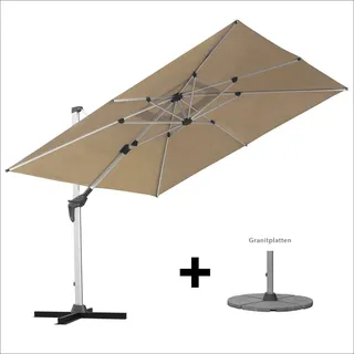 anndora® Ampelschirm Sonnenschirm 3x3 m Dark Natural mit Kurbel + 120 kg Ständer