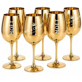 Goldene Champagnergläser 6er Set aus Echtglas – Elegante Sektgläser – Hochwertige Weingläser – passend für Moët & Chandon - Gold