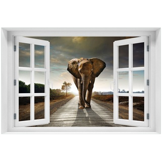 Wallario Glasbild, Elefant bei Sonnenaufgang in Afrika, in verschiedenen Ausführungen braun