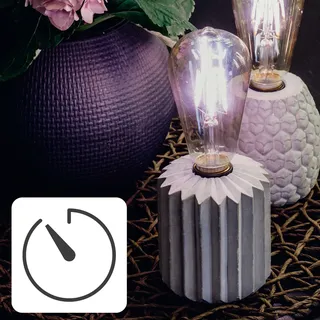 LED Lampe Zahnrad Set Sockel Beton modernes Design Edison Vintage Birne Batterie
