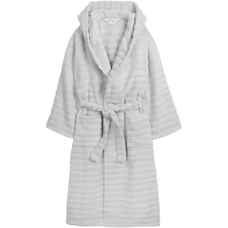 Olivia Rocco Luxuriöser Bademantel aus Hydro-Baumwolle, gerippt, superweich, 100 % Baumwolle, Frottee, Unisex, Kapuzen-Bademantel mit 2 Taschen und Wickelgürtel für hochwertige Loungewear oder - S-M