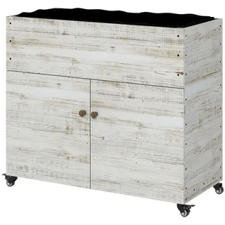 furnicato Hochbeet Weiß 110L x 50B x 95H cm mit Schrank und Rädern weiß