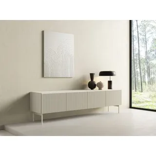 MOEBLO TV-Board RTV NORI 195 4D (modernes Lowboard mit Fluted Front, Metallgestell & Push-to-Open, skandinavischer Stil & minimalistischer Look), (BxHxT): 195,2 x 51,2 x 39,8 cm beige