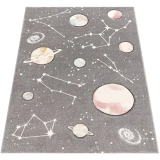 KADIMA DESIGN Weltraum Kinderteppich 133 x 133 cm Grau