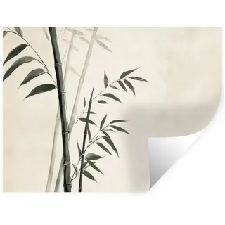 MuchoWow Wandsticker Japandi - Bambus - Beige (1 St), Wandtattoo, Selbstklebend, Wohnzimmer, 80x60 cm beige 80 cm x 60 cm x 0.1 cm