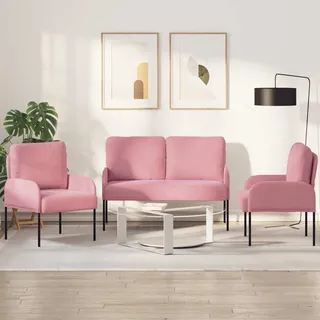 Sofagarnituren Mit Kissen 3 Pcs Rosa 115 X 56 X 80 Cm Sperrholz
