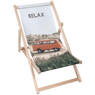 Liegestuhl klappbar Holz, Buchenholz bis zu 130 kg, Sonnenliege klappbar mit 3-stufiger Neigungsregulierung der Rückenlehne, Relax