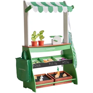 Teamson Kids Marktstand aus Holz mit Gemüse (28x101x62 cm)