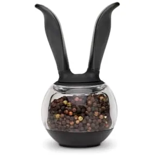 Chef'n Pfeffermühle PepperBall, Gewürzmühle, Pfefferstreuer, Keramik-Präzisionsmahlwerk, Kunststoff-Mühle (Farbe: Schwarz/Transparent), Menge: 1 Stück