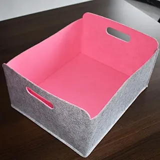 Bilga Box Grau/Pink Filz Regalbox perfekt für Zeitschriften Filzkorb für Brennholz Allzweckbox ohne Deckel