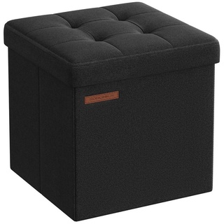 SONGMICS Sitzhocker (1 St), mit Stauraum faltbarer Hocker Sitzwürfel 30x30x30cm grau|schwarz