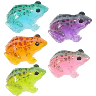 Lurrose Miniatur Froschfiguren Niedliche Kleine Frosch mit Stabiler Bauweise aus Kunstharz 5 Stück Dekoration als Puppenhaus Deko oder Büroaccessoire