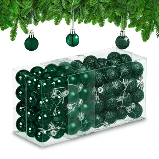 Relaxdays Weihnachtskugeln im 96er Set Dunkelgrün,Silber