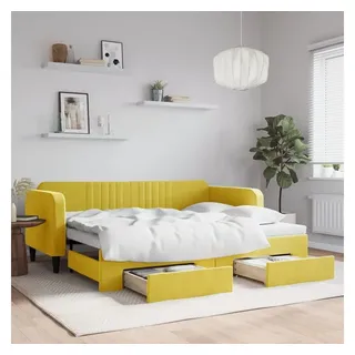 vidaXL Bett Tagesbett Ausziehbar mit Schubladen Gelb 90x200 cm Samt gelb 200 cm x 90 cm