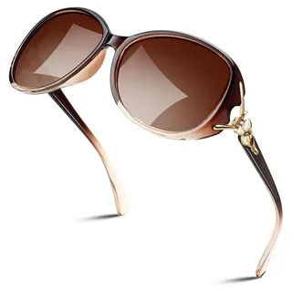 Fivejoy Sonnenbrille Sonnenbrill Damen Polarisiert Trendy Groß Übergroße Klassische Vintage (1-St) Oversize Sonnenbrille Frauen mit 100% UV400 Schutz braun